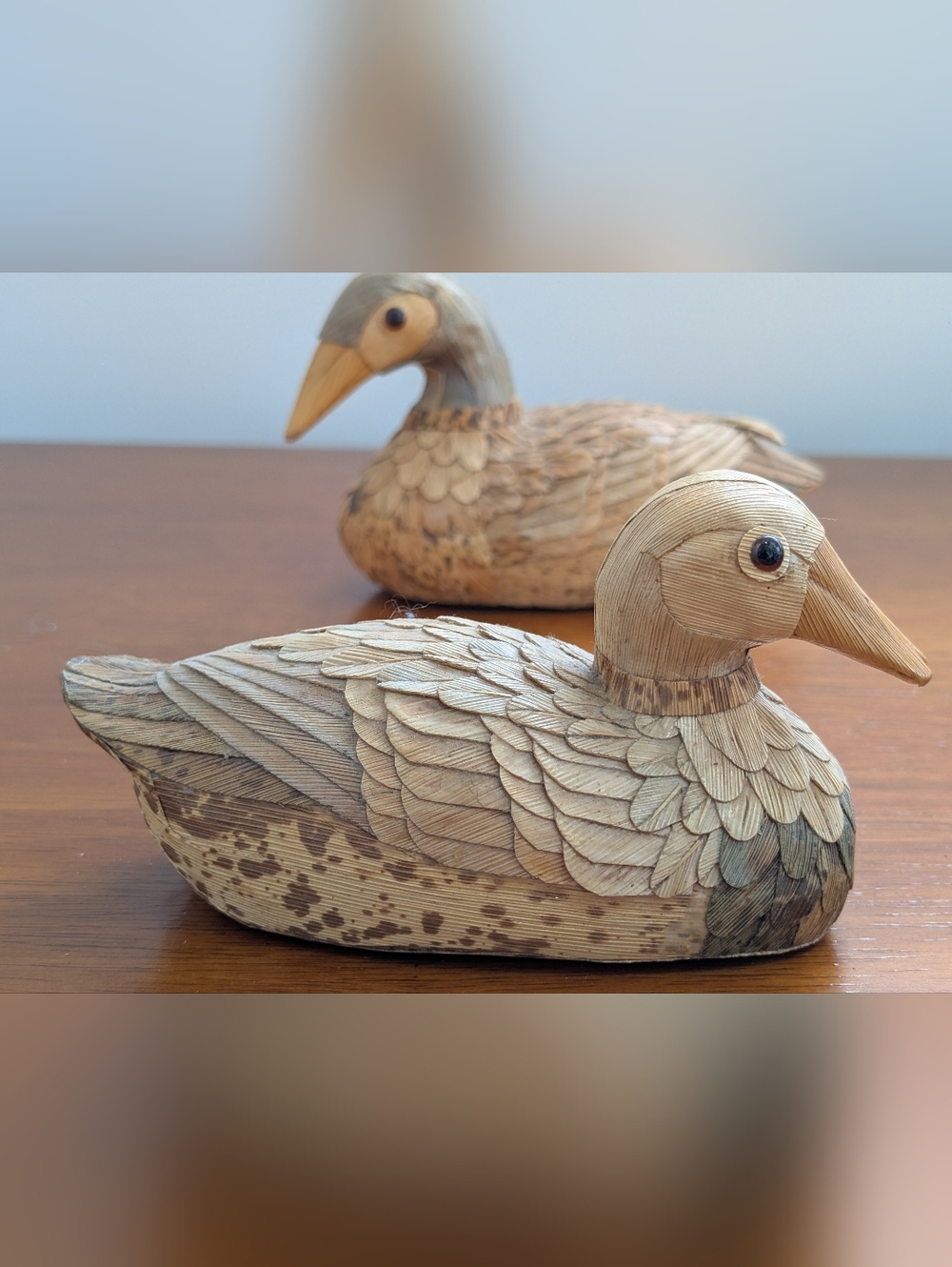 Vintage Handmade Corn Husk Duck Decoys in Natural Brown - Decorative Home Accent - Picture 15 of 16